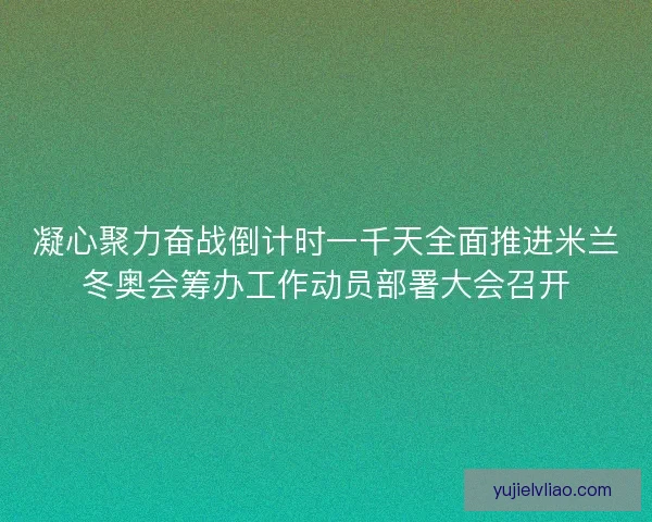 凝心聚力奋战倒计时一千天全面推进米兰冬奥会筹办工作动员部署大会召开